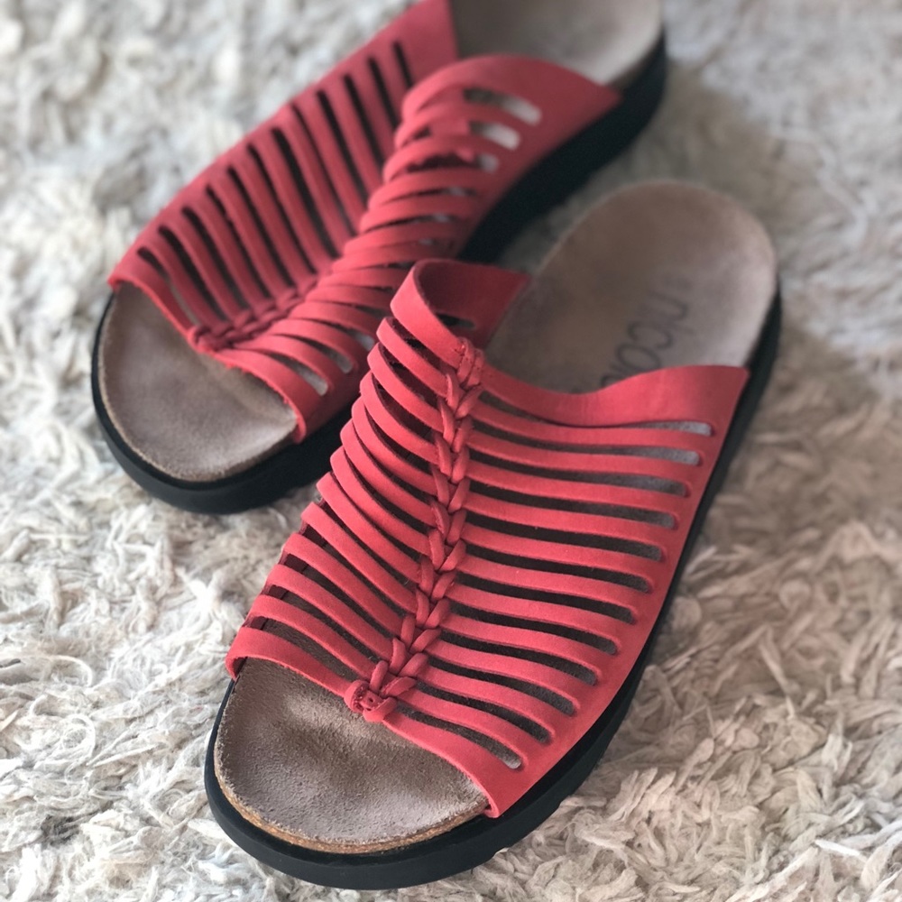 Nicole Cork Coral Leather Sandal 6.5